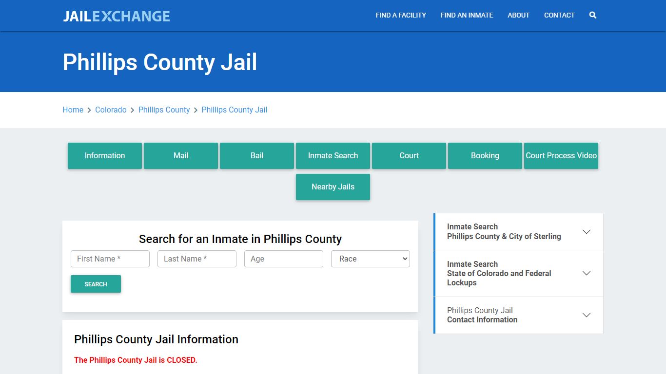 Phillips County Jail Roster Lookup, CO, Inmate Search